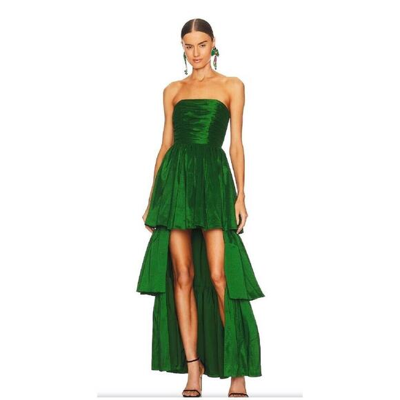 Lovers and Friends Michie Maxi Dress gown green tiered mini NWT Revolve $298 S - Picture 6 of 12